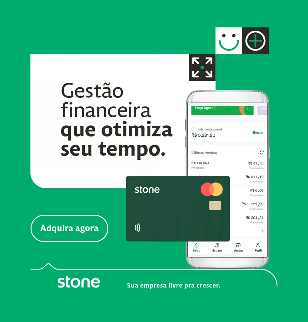 Stone campaign combining financial services messaging, payment card, and mobile interface